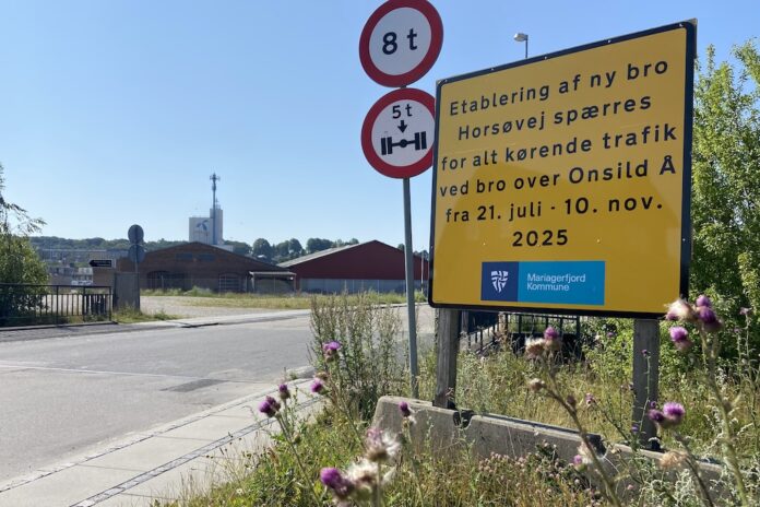 Broen ved Horsøvej over Onsild Å udskiftes i 2025 med nyt byggeri.