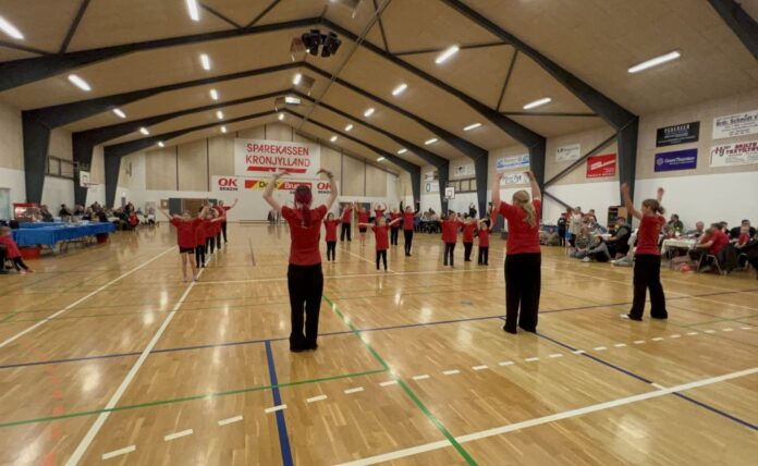 Gymnaster fra Assens AIF til forårsopvisning i hallen med publikum og flot opvisning på gulvet
