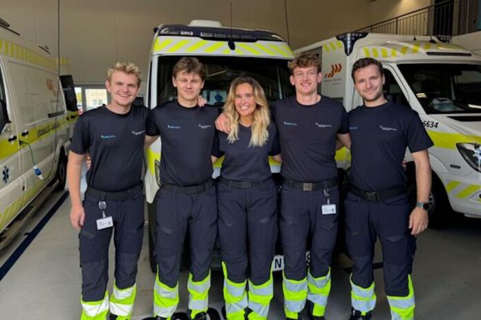 Fem nye ambulancebehandlerelever hos PreMed, som er tilknyttet baserne i Thisted, Hadsund og Aars.